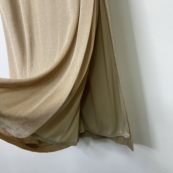 Alex Evenings Gold Metallic Gown Maxi Dress Womens Size 8 Formal Mature - Picture 9 of 12